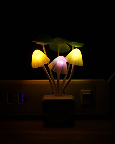 Sensor Led Night Light, Color Changing Plug-in Mushroom Dream Bed Lamp