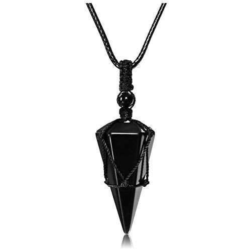 Healing Crystal GemStone Pointed Pendant Necklaces for Men/Women