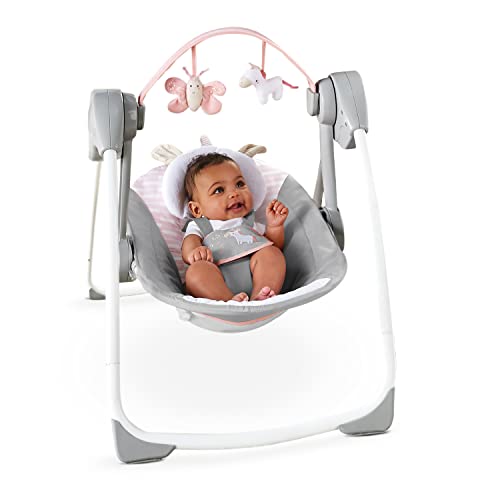 6-Speed Compact Portable Baby Swing w/ Music & Bar, Folds for Easy Travel