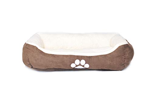 Reversible Rectangle Pet Bed w/ Dog Paw Printing, 25 by 21 inches