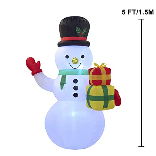 5 FT Christmas Inflatable Snowman Decoration w/ LEDs