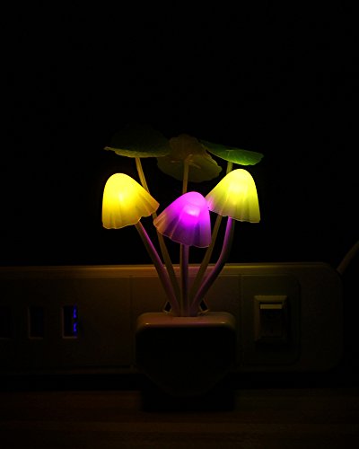 Sensor Led Night Light, Color Changing Plug-in Mushroom Dream Bed Lamp