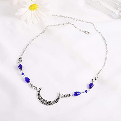 Boho Crescent Moon Head Chains Vintage Headpieces w/ Crystal Hair Chain