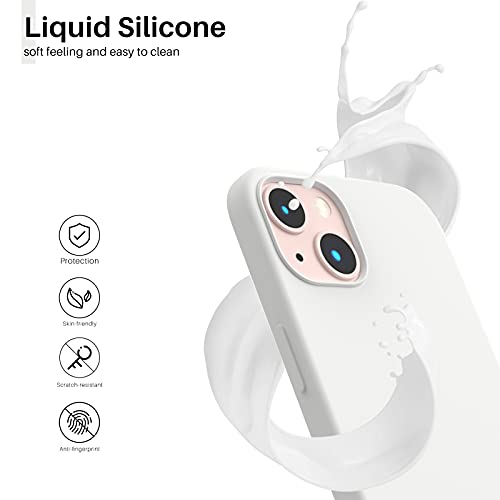 Compatible with iPhone 13 Case 6.1, Slim Liquid Silicone 3 Layers Full Covered Soft Gel Rubber Case Cover