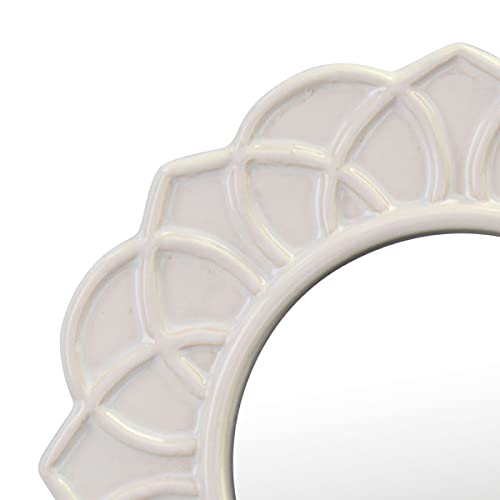 Decorative 9" Round Floral Ceramic Accent Wall Mirror