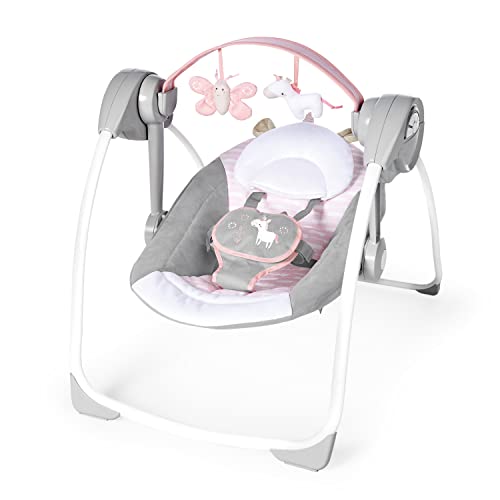 6-Speed Compact Portable Baby Swing w/ Music & Bar, Folds for Easy Travel