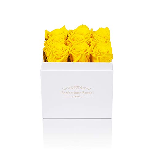 Real Roses Preserved Flowers in a Box, Long-Lasting Rose in White Medium Square Box