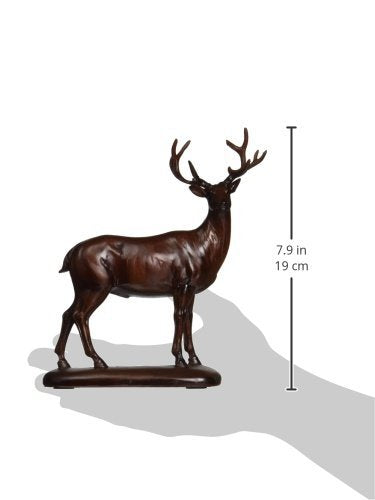 Faux Wood Peaceful Deer Sculpture Model Figure Home Decoration