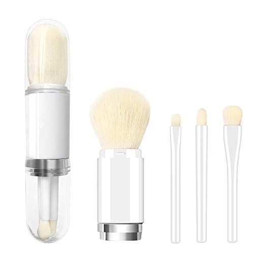 Makeup Brush Set- 4 in 1 Portable Travel Lip, Highlight, Eyeshadow, Foundation Blending & Powder Brush