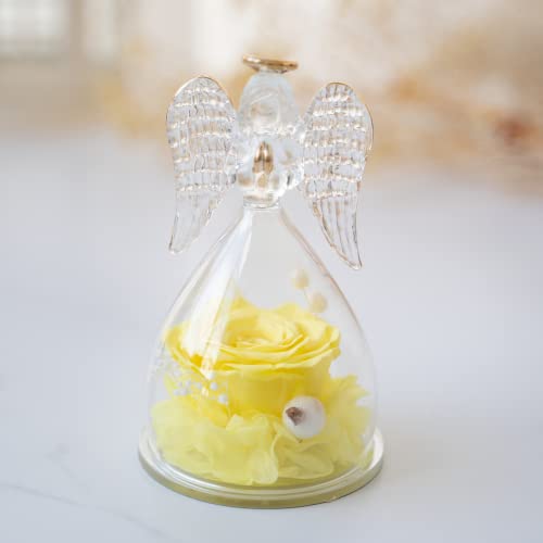 Preserved Real Rose Glass Angel Figurine Gifts for Mothers Day