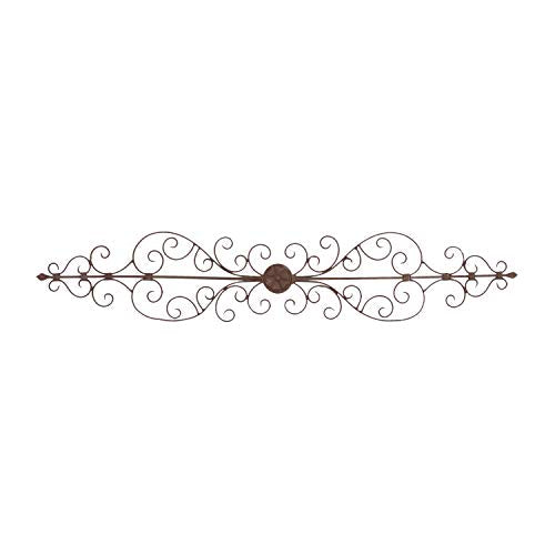 Rustic Floral and Scrolled Metal Wall Decoration 8" H x 44" L, Textured Bronze Finish