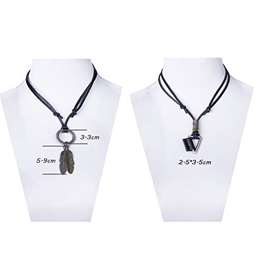 4pcs Leather Vintage Necklace for Men/Women