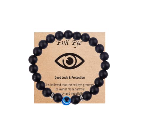 Blue Evil Eye Bracelets,Evil Eye Lucky Bracelet for Protection Blessing,Black Bead Protection Jewelry