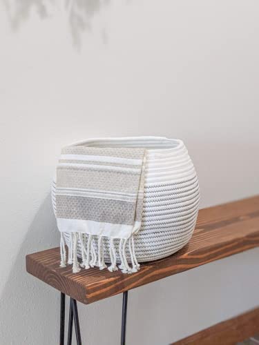 Cotton Rope Jute Round Baskets 10"D x 8.3"H