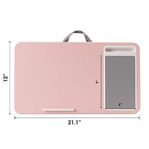 Home/Office Lap Desk w/ Device Ledge, Mouse Pad, & Phone Holder - Black -Fits Up to 15.6 Inch Laptops