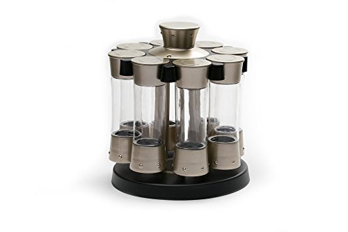 Auto-Measure Spice Carousel Professional Series, Includes 8 Spice Jars, Satin Finish