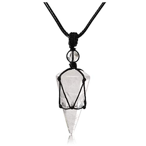 Healing Crystal GemStone Pointed Pendant Necklaces for Men/Women