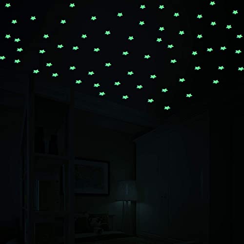 100 Pcs Glow in The Dark Luminous Stars Fluorescent Noctilucent Plastic Wall Stickers