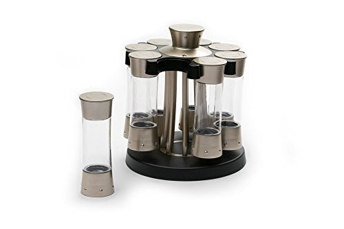 Auto-Measure Spice Carousel Professional Series, Includes 8 Spice Jars, Satin Finish