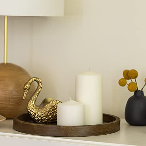 Rustic Natural Wood & Metal Candle Holder Tray