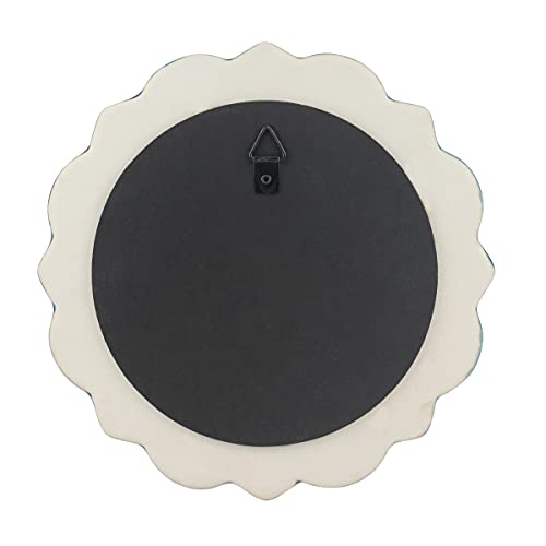 Decorative 9" Round Floral Ceramic Accent Wall Mirror