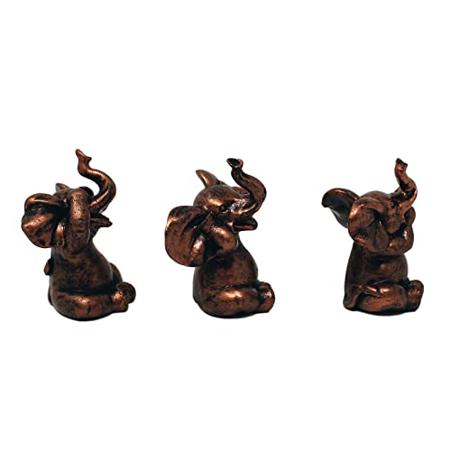 3 Baby Elephants See No Evil Speak No Evil Hear No Evil Home Accent Decor - 3" H x 2.5" W