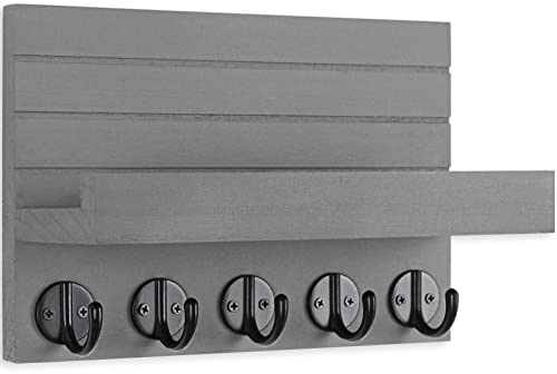 Key Holder for Wall, Decorative Key and Mail Holder with Shelf Has Large Key Hooks for Bags, Coats, Umbrella