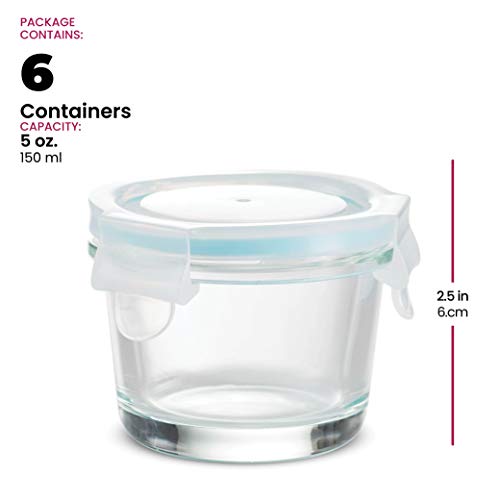 Set of 6-4 Oz Containers w/ Airtight BPA-Free Locking Lids