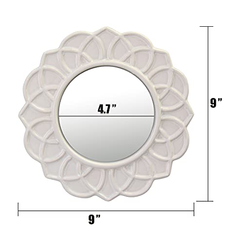 Decorative 9" Round Floral Ceramic Accent Wall Mirror
