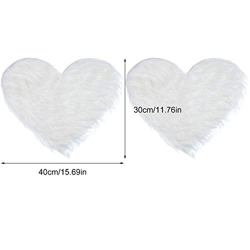 2 Pieces Fluffy Faux Sheepskin Area Rug Heart Shaped, 12 x 16 Inch