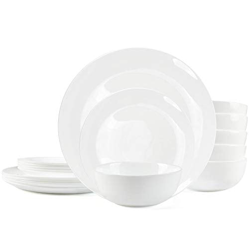 5.5" Dinnerware Set, 18-piece Opal Dishes- Service for 6 Plates Bowls