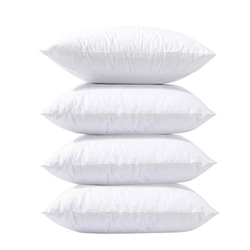 Set of 4 Hypoallergenic Square Decorative Throw Pillow Inserts