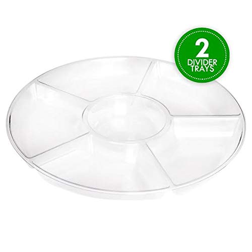 6 Sectional Round Plastic Serving Tray/Platter (8, Black)