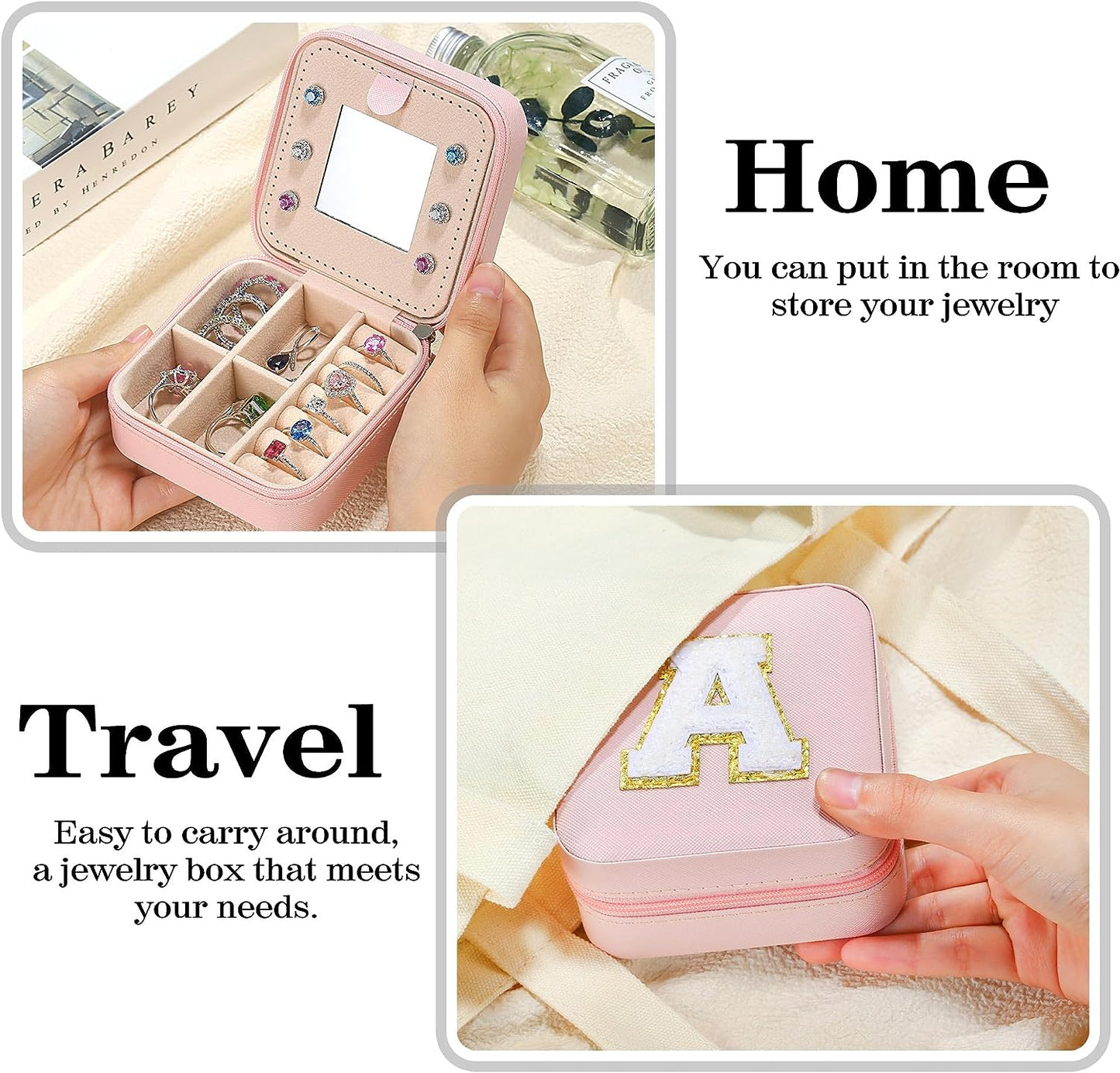 Valentines Day Gifts for Her - Trendy Travel Jewelry Case, Personalized Gifts - Pink Travel Jewelry Box | Birthday Gifts for Women Valentines Day Gifts for Teens Girls | Travel Jewelry Case