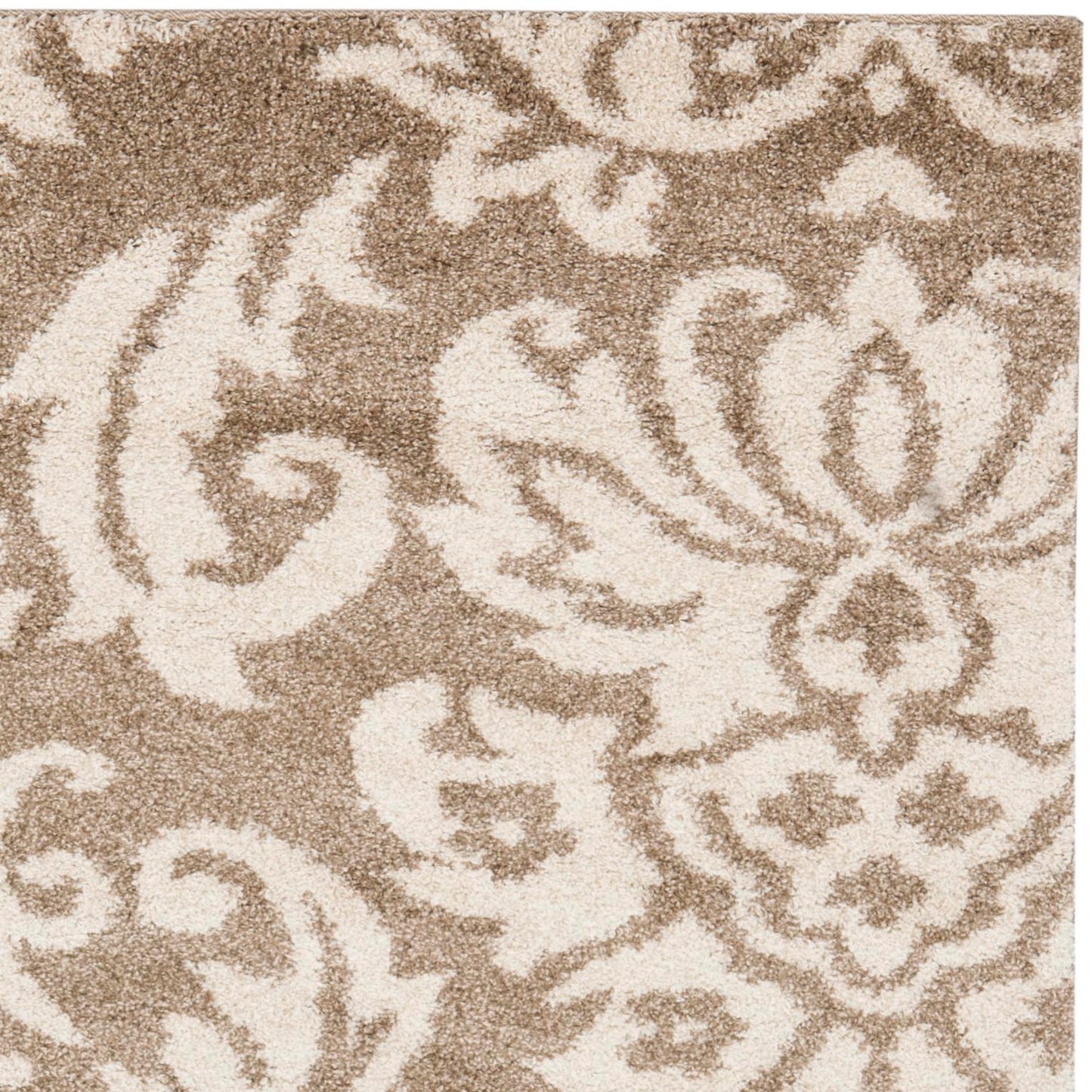Florida Desmond Damask Plush Shag Area Rug, Beige/Cream, 3'3" x 5'3"