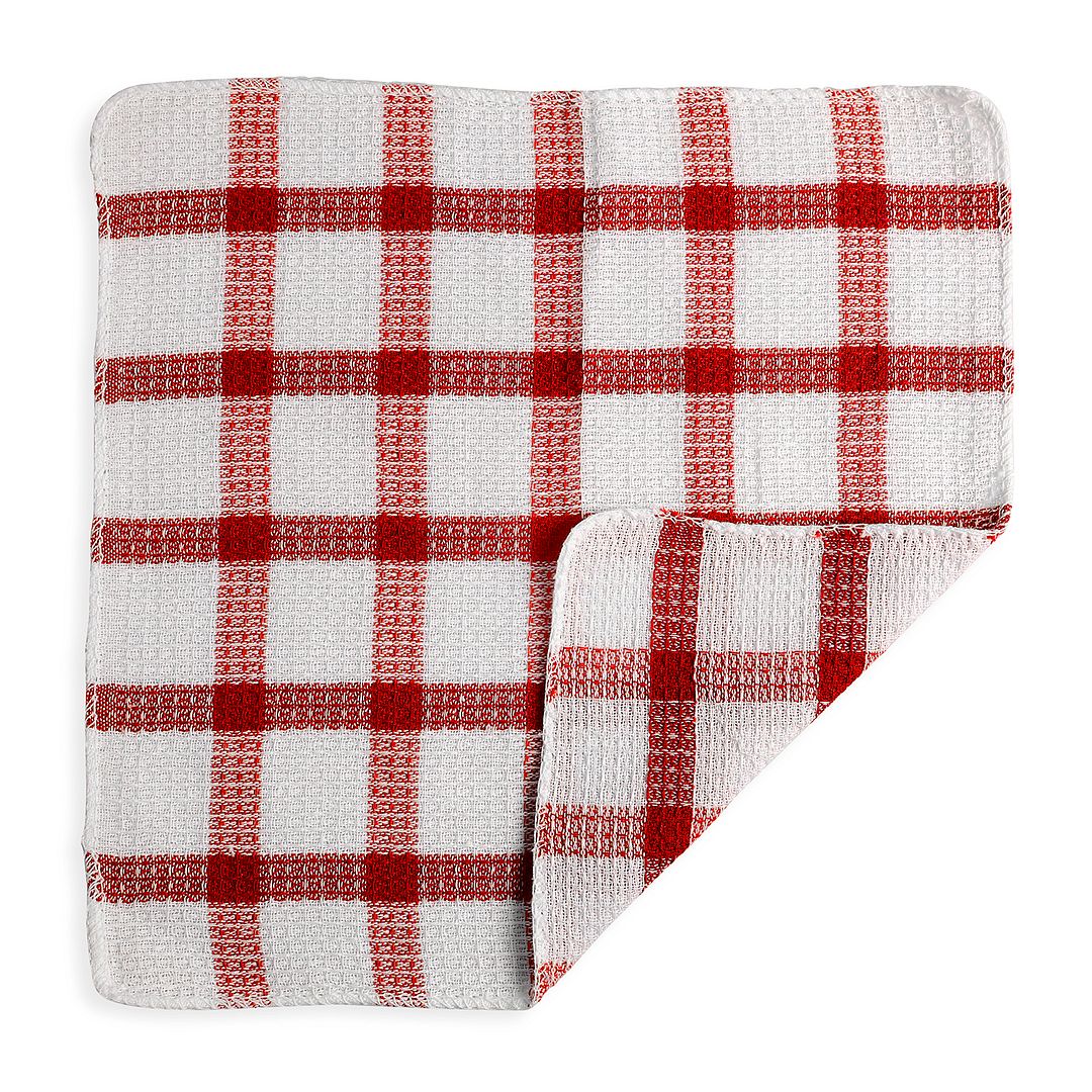 Set of 24 Checkered Pattern Kitchen Tea Towels Dish Scrubbing Cleaning Cloth