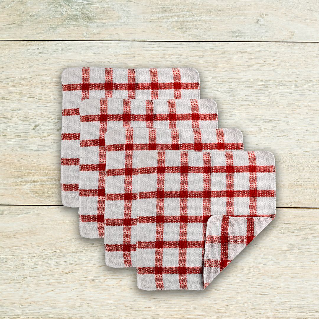 Set of 24 Checkered Pattern Kitchen Tea Towels Dish Scrubbing Cleaning Cloth