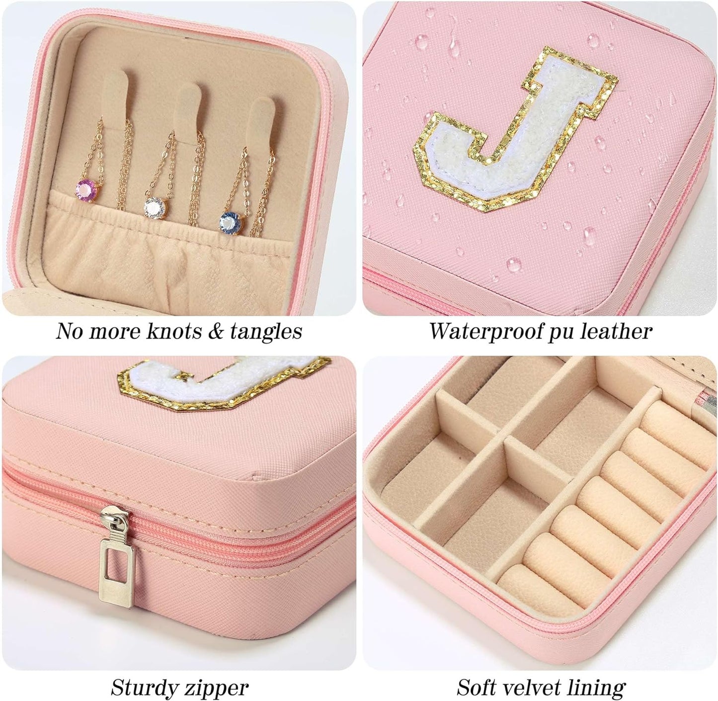 Valentines Day Gifts for Her - Trendy Travel Jewelry Case, Personalized Gifts - Pink Travel Jewelry Box | Birthday Gifts for Women Valentines Day Gifts for Teens Girls | Travel Jewelry Case