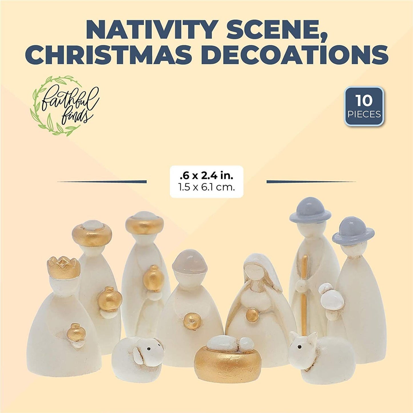 Set of 10 Resin Religious Nativity Scene Figurines for Christmas Decoration