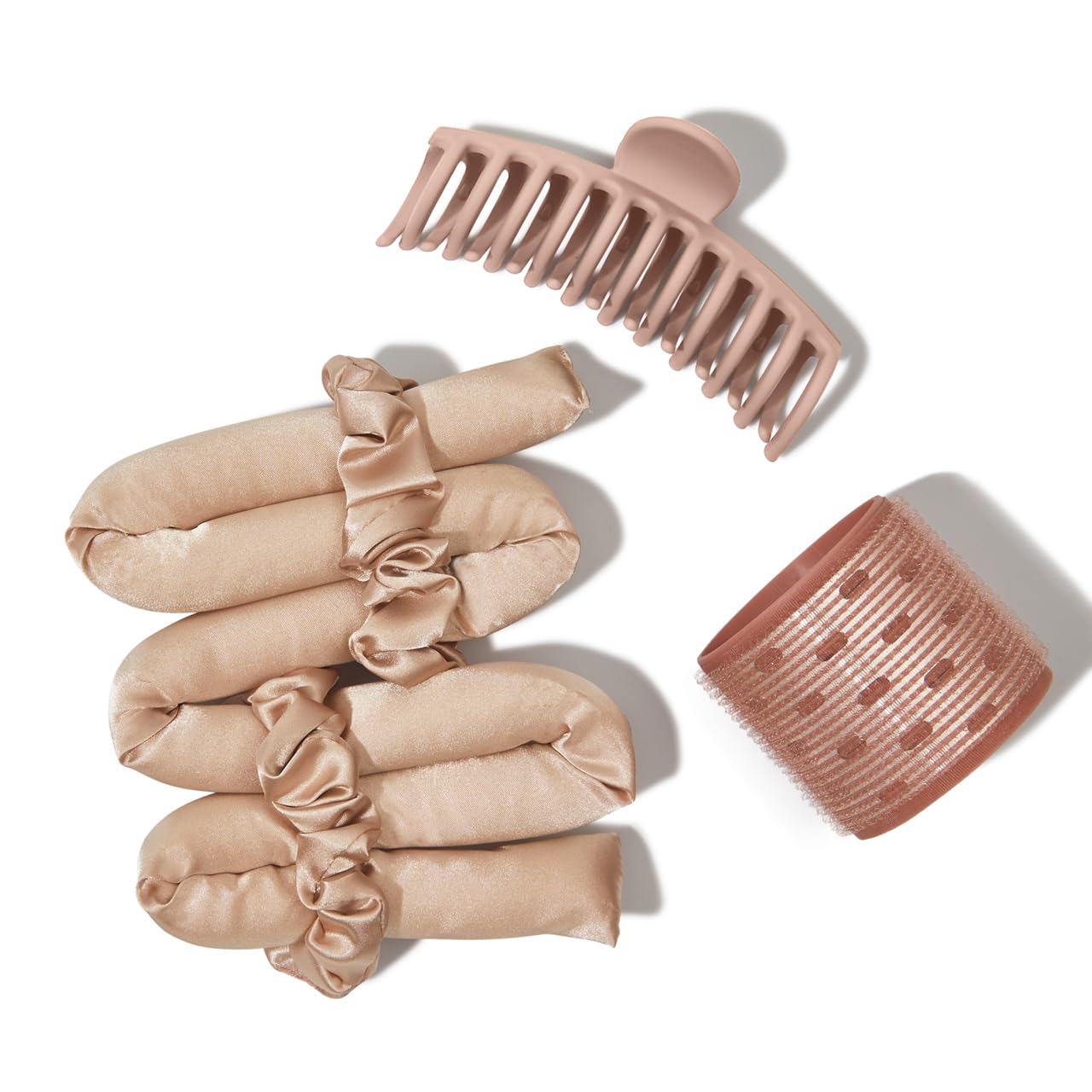 Heatless Hair Styling Gift Set - 5pc Set of Satin Heatless Curling