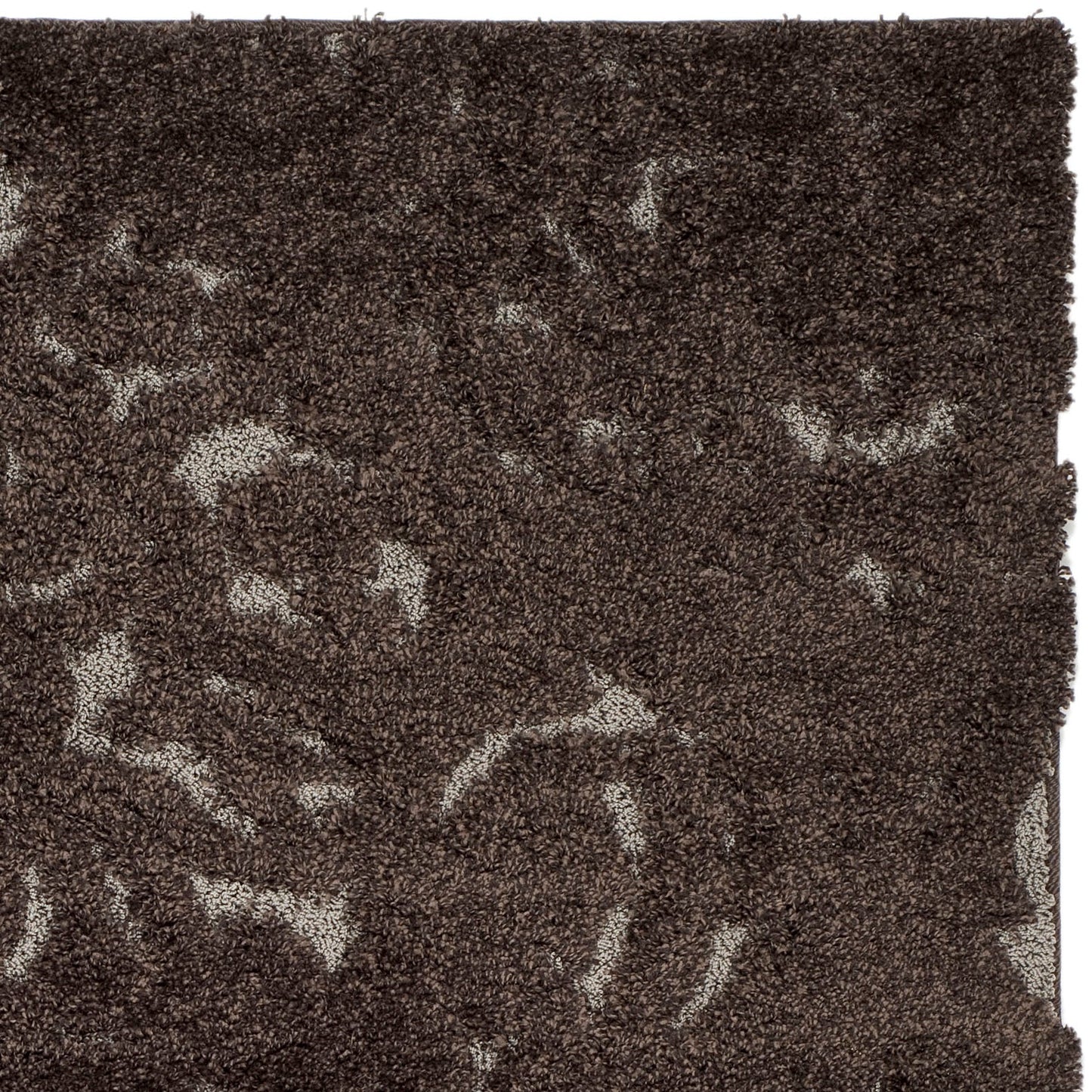 Florida Desmond Damask Plush Shag Area Rug, Dark Brown/Smoke, 3'3" x 5'3"