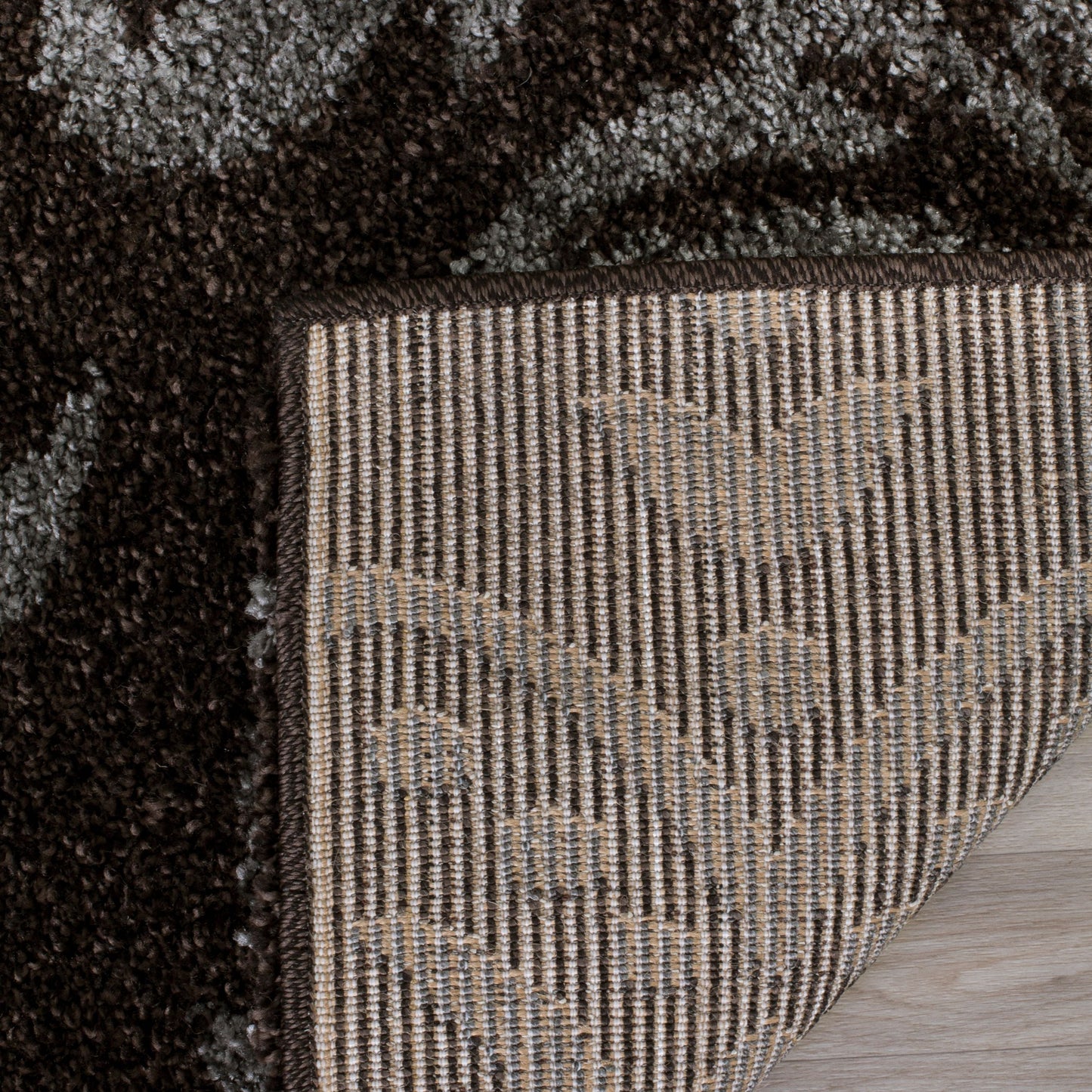 Florida Desmond Damask Plush Shag Area Rug, Dark Brown/Smoke, 3'3" x 5'3"