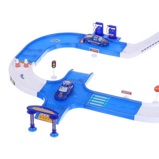 Police City Track Vehicle Toy Playset With Garage Car Wash and More to Kids