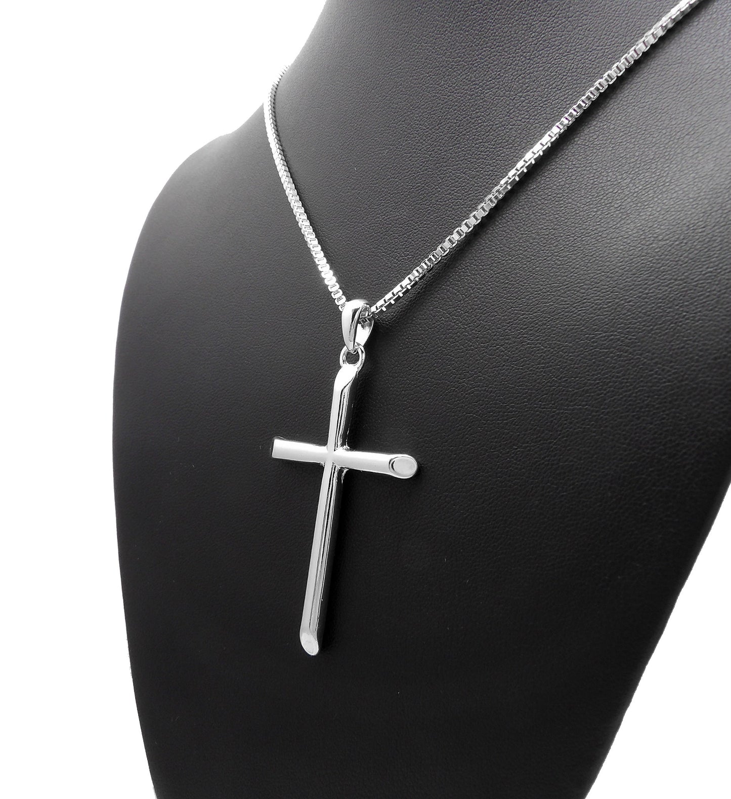 Cross Pendant w/ Box Chain Fashion Necklace for Men & Women