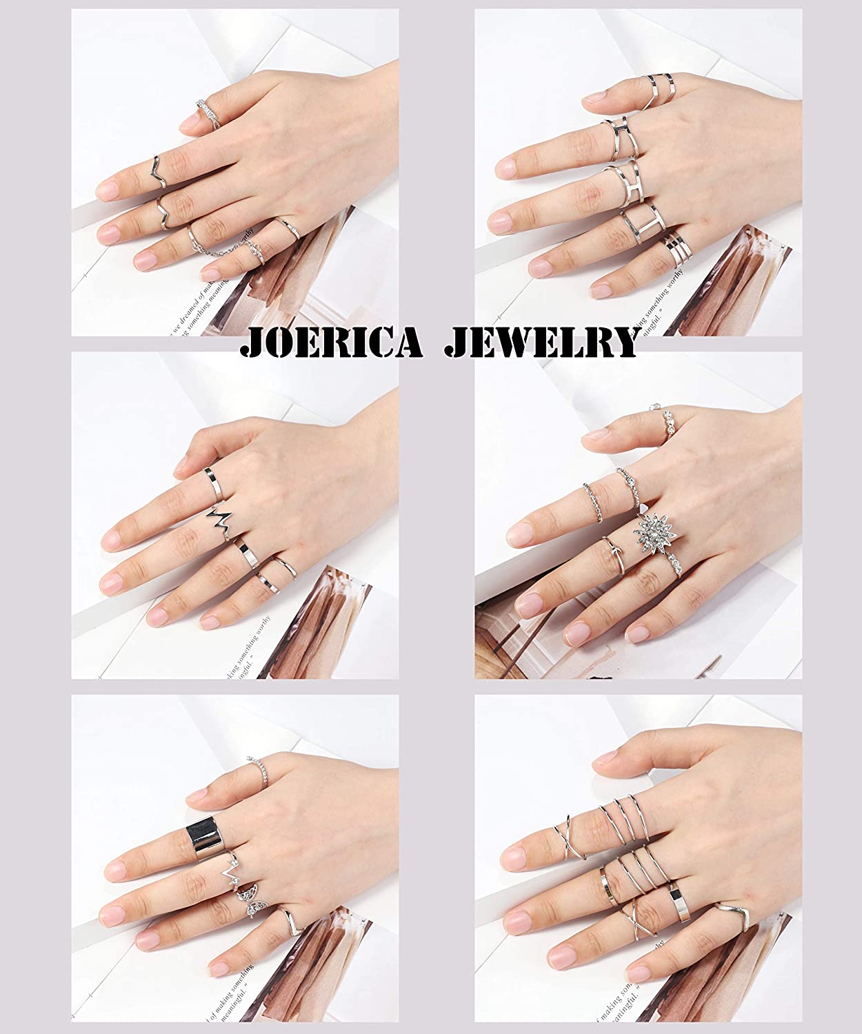 Jstyle 70PCS Knuckle Rings for Women Stackable Joint Midi Finger Ring Set