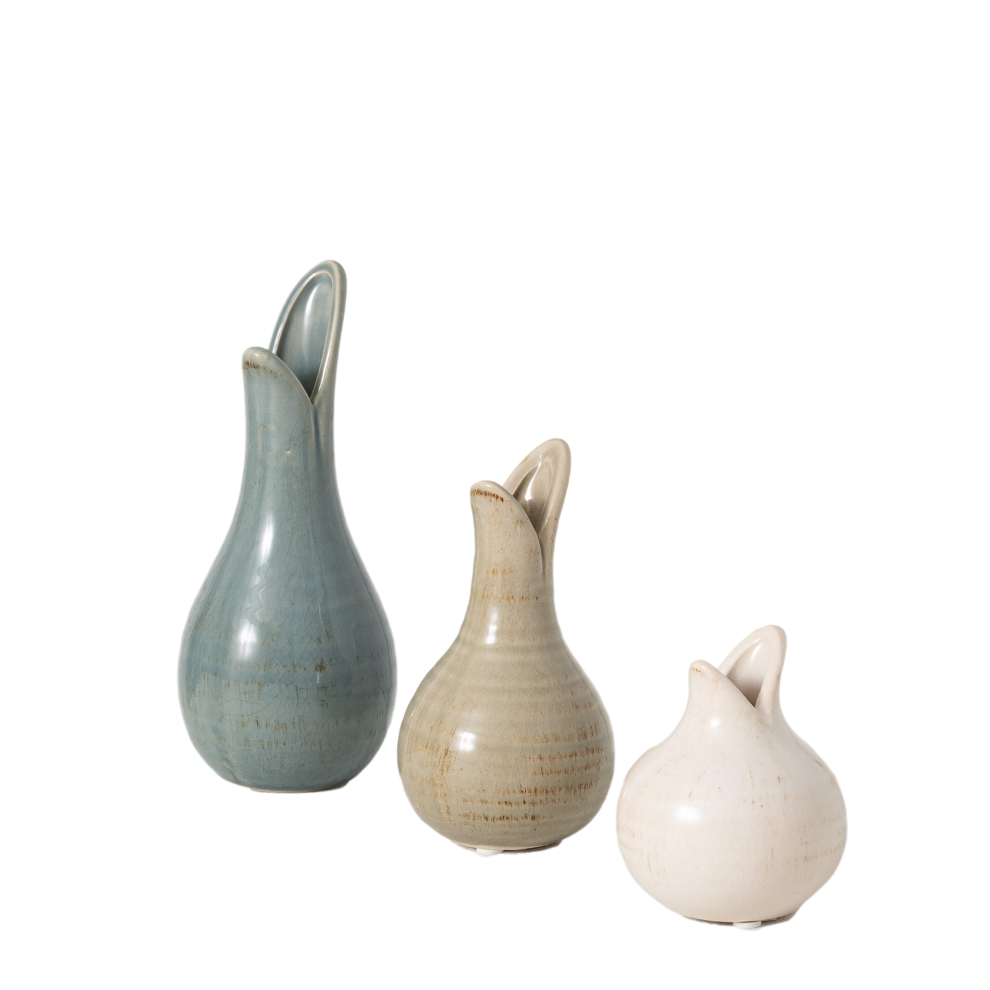 Set of 3 Small Bulb Vases 8"H, 6"H, & 4.25" for Home Decoration