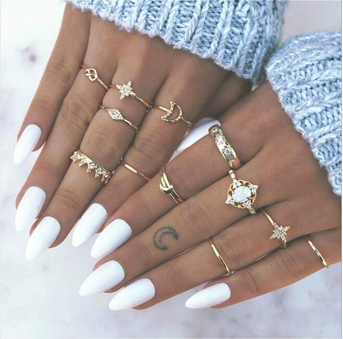 13Pcs Women Rings Knuckle Set Gold Bohemian