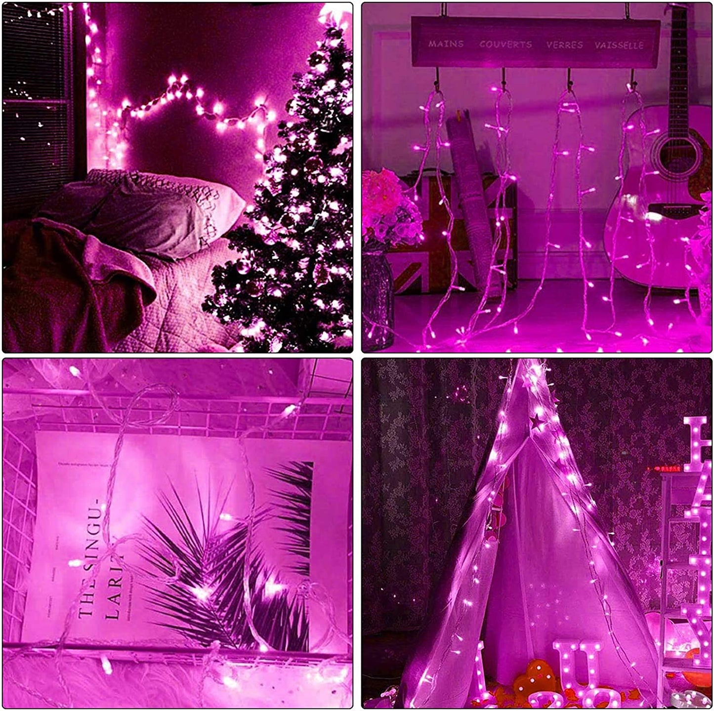 300 LED Valentines Day Decor Lights, 108ft Plug in Pink Lights, 8 Modes