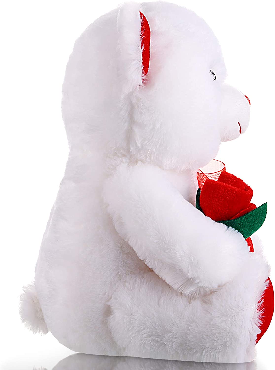 Plush Stuffed Animals 10 Inch Cute Soft Toy Animals Holding Red Hear (White Bear)