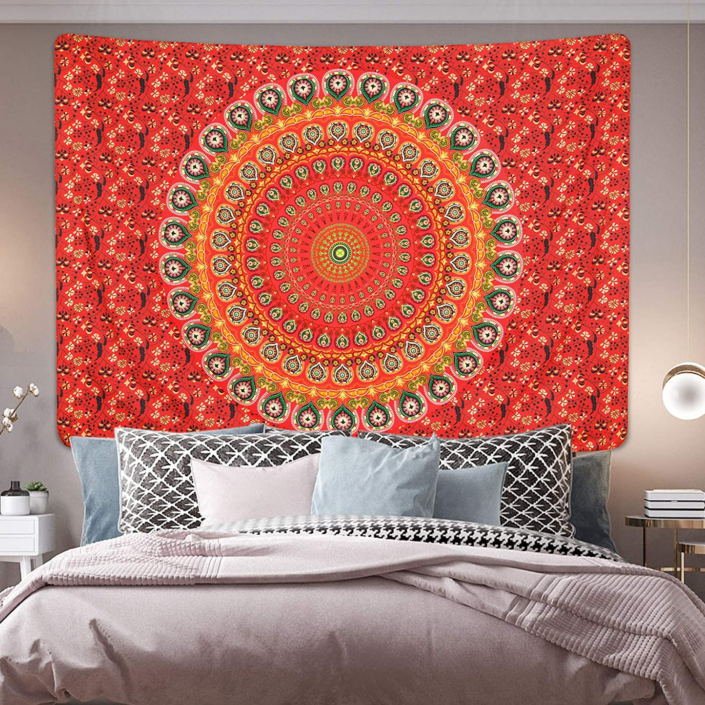 Bohemian Mandala Psychedelic Peacock Boho Tapestry